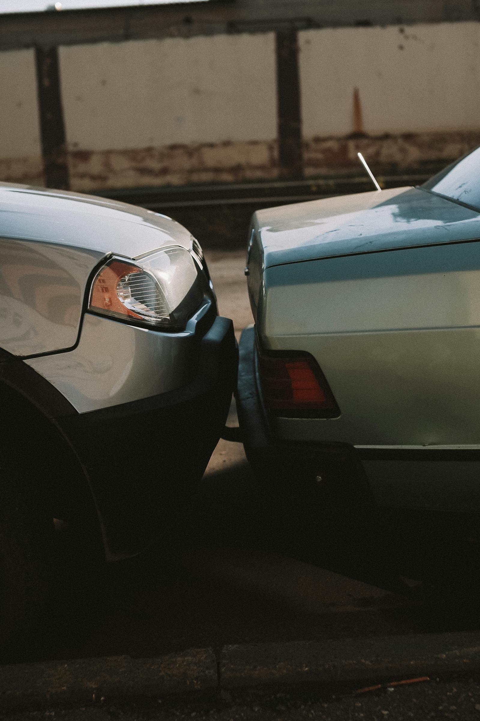 Two cars after a minor collision